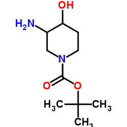 3-氨基-4-羟基哌啶-1-羧酸叔丁酯结构式