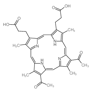 3-[8,13-diacetyl-18-(2-carboxyethyl)-3,7,12,17-tetramethyl-22,23-dihydroporphyrin-2-yl]propanoic acid Structure
