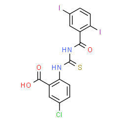 2-[[[(4-CHLOROBENZOYL)AMINO]THIOXOMETHYL]AMINO]-3,5-DIIODO-BENZOIC ACID Structure