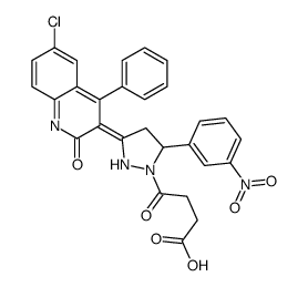 4-[(3E)-3-(6-chloro-2-oxo-4-phenylquinolin-3-ylidene)-5-(3-nitrophenyl)pyrazolidin-1-yl]-4-oxobutanoic acid结构式