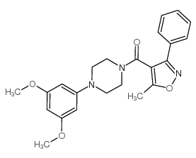 [4-(3,5-二甲氧基苯基)-1-哌嗪](5-甲基-3-苯基-4-异噁唑)-甲酮结构式