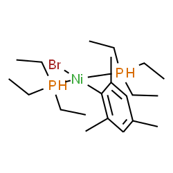 反式-双(三乙基膦)(2,4,6-三甲基苯基)镍(II)溴化物结构式