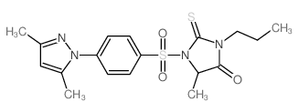 4-Imidazolidinone,1-[[4-(3,5-dimethyl-1H-pyrazol-1-yl)phenyl]sulfonyl]-5-methyl-3-propyl-2-thioxo- Structure