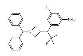 (3-{1-[1-(diphenylmethyl)azetidin-3-yl]-2-fluoro-2-methylpropyl}-5-fluorophenyl)amine结构式
