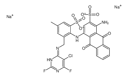 disodium,1-amino-4-[2-[[(5-chloro-2,6-difluoropyrimidin-4-yl)amino]methyl]-4-methyl-6-sulfonatoanilino]-9,10-dioxoanthracene-2-sulfonate Structure