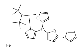 (R)-1-{(SP)-2-[二(2-呋喃基)膦基]二茂铁基}乙基二叔丁基膦结构式
