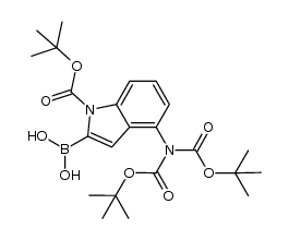 2-boronic acid 1-N-BOC-5-(N',N'-bisBOC)aminoindole结构式