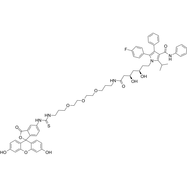 Atrovastatin-PEG3-FITC Structure