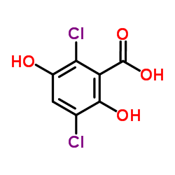 2,5-Dichloro-3,6-dihydroxybenzoic acid结构式