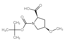 (2R,4R)-1-(叔丁氧基羰基)-4-甲氧基吡咯烷-2-羧酸结构式