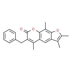 6-benzyl-2,3,5,9-tetramethylfuro[3,2-g]chromen-7-one结构式