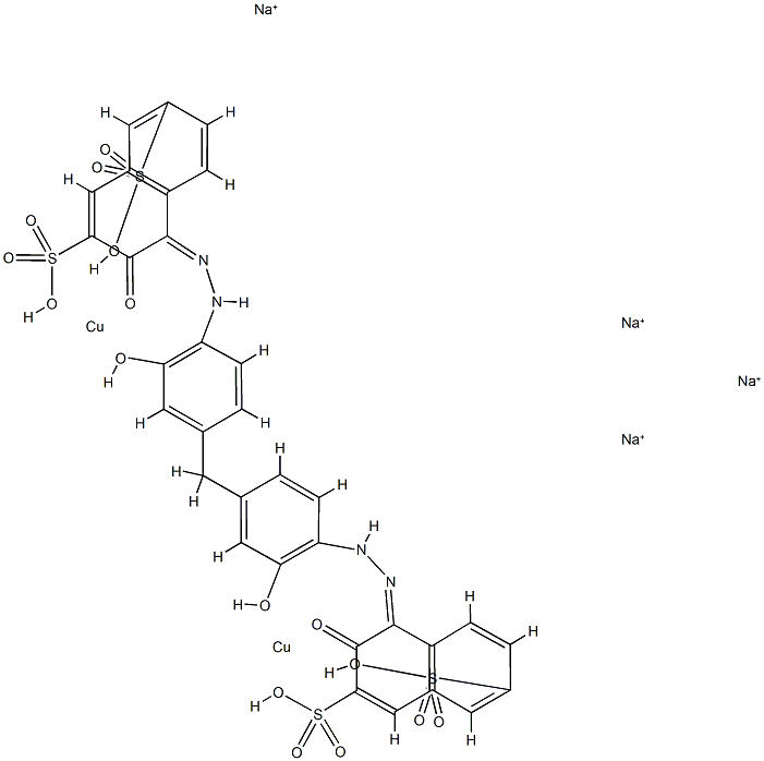 tetrasodium [mu-[[4,4'-[methylenebis[(2-hydroxy-p-phenylene)azo]]bis[3-hydroxynaphthalene-2,7-disulphonato]](8-)]]dicuprate(4-) structure