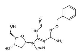 N'-benzyloxy-1-(2-deoxy-β-D-ribofuranosyl)-5-formamido-1H-imidazole-4-carboxamidine Structure