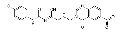N-[(4-chlorophenyl)carbamoyl]-2-[(6-nitro-4-oxo-quinazolin-3-yl)methyl amino]acetamide Structure