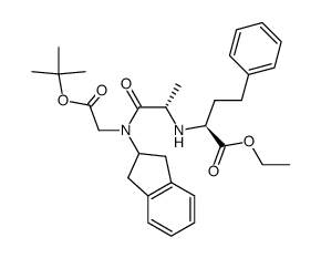 (S)-2-[(S)-1-[N-[(tert-Butoxycarbonyl)methyl]-N-(indan-2-yl)aminocarbonyl]ethylamino]-4-phenylbutyric acid ethyl ester Structure