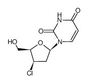 1-(3-chloro-2,3-dideoxy-β-D-threo-pentofuranosyl)-2,4(1H,3H)-pyrimidinedione Structure