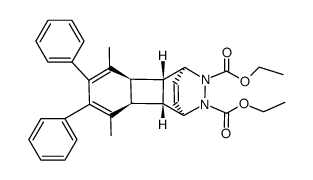 4,7-Dimethyl-5,6-diphenyl-11,12-diazatetracyclo(8.2.2.02,9.03,8)tetradeca-4,6,13-trien-11,12-dicarbonsaeure-diethylester Structure