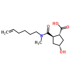 (1R,2R,4R)-2-(hex-5-en-1-yl(methyl)carbamoyl)-4-hydroxycyclopentane carboxylic acid结构式