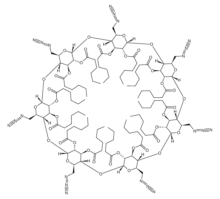 heptakis(6-azido-6-deoxy-2,3-di-O-hexanoyl)cyclomaltoheptaose Structure