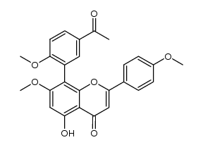 8-(5-acetyl-2-methoxy-phenyl)-5-hydroxy-7-methoxy-2-(4-methoxy-phenyl)-chromen-4-one结构式