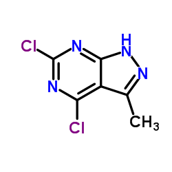 4,6-二氯-3-甲基-1H-吡唑并[3,4-d]嘧啶结构式
