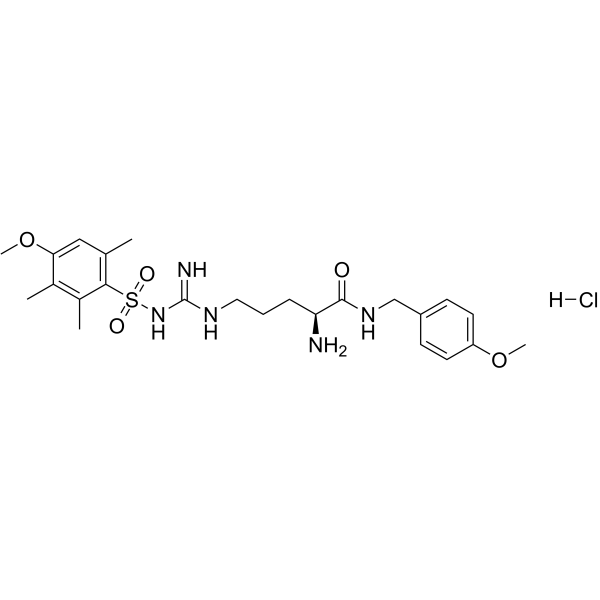 Nω-(4-Methoxy-2,3,6-trimethylbenzenesulfonyl)-L-arginine-4-methoxybenzylamide hydrochloride结构式
