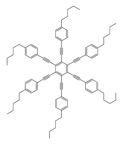 1,2,3,4,5,6-hexakis[2-(4-pentylphenyl)ethynyl]benzene结构式