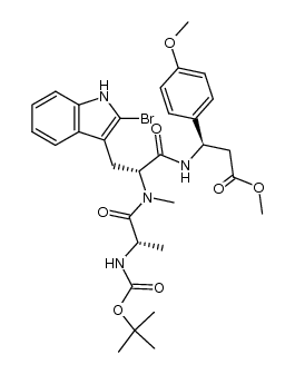 N-Boc-(S)-alanyl-N-methyl-2-bromo-(R)-tryptophanyl-O-methyl-(R)-β-tyrosine Methyl Ester Structure