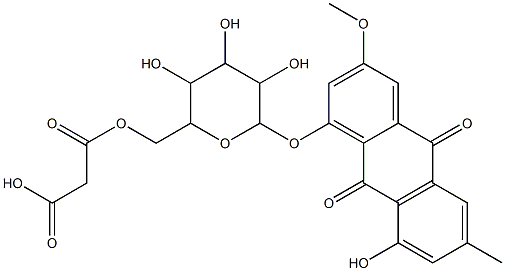 大黄素甲醚-8-O-(6′-甲基丙二酰)吡喃葡萄糖苷结构式