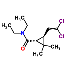 反式-3-(2,2-二氯乙烯基)-N,N-二乙基-2,2-二甲基环丙烷甲酰胺结构式