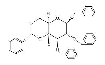 苯甲基2,3-二-O-苯甲基-4,6-O-苯亚甲基-β-D-吡喃葡萄糖苷结构式