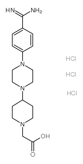 4-[4-[4-(氨基脒甲基)苯基]-1-哌嗪基]-1-哌啶乙酸三盐酸盐结构式