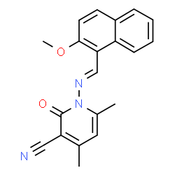 1-{[(2-methoxy-1-naphthyl)methylene]amino}-4,6-dimethyl-2-oxo-1,2-dihydro-3-pyridinecarbonitrile结构式