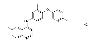 (6-iodoquinazolin-4-yl)-[3-methyl-4-(6-methylpyridin-3-yloxy)phenyl]amine hydrochloride Structure