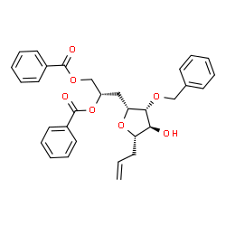 (S)-3-((2R,3R,4S,5S)-5-烯丙基-3-(苄氧基)-4-羟基四氢呋喃-2-基)丙烷-1,2-二基二苯甲酸酯结构式