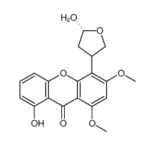 8-Hydroxy-4-(5-hydroxy-tetrahydro-furan-3-yl)-1,3-dimethoxy-xanthen-9-one Structure
