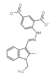 1H-Indole-3-carboxaldehyde,2-chloro-1-ethyl-, 2-(2,4-dinitrophenyl)hydrazone结构式