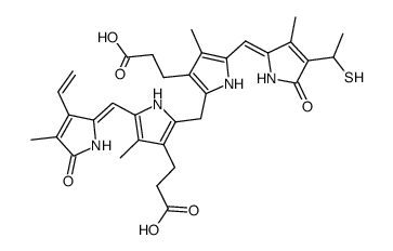 3,3'-[2-(1-mercapto-ethyl)-3,7,13,18-tetramethyl-1,19-dioxo-17-vinyl-1,10,19,22,23,24-hexahydro-21H-biline-8,12-diyl]-bis-propionic acid结构式