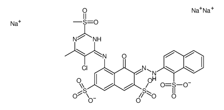 5-[[5-Chloro-6-methyl-2-(methylsulfonyl)-4-pyrimidinyl]amino]-4-hydroxy-3-[(1-sulfo-2-naphthalenyl)azo]-2,7-naphthalenedisulfonic acid trisodium salt structure