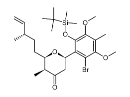 (2R,3S,6R)-6-(2-bromo-6-((tert-butyldimethylsilyl)oxy)-3,5-dimethoxy-4-methylphenyl)-3-methyl-2-((S)-3-methylpent-4-en-1-yl)tetrahydro-4H-pyran-4-one结构式
