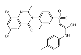 1-[4-(6,8-dibromo-2-methyl-4-oxoquinazolin-3-yl)-3-methylphenyl]sulfonyl-3-(4-methylphenyl)urea结构式