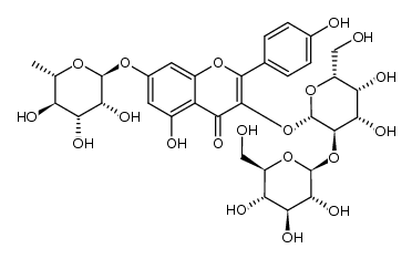 3,5,7-trihydroxy-2-(4-hydroxyphenyl)-4H-1-benzopyran-4-one 3-O-β-D-glucopyranosyl-(1->2)-β-D-galactopyranosyl-7-O-α-L-rhamnopyranoside Structure