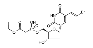 <(ethoxycarbonyl)methyl>phosphonic acid 5-(E)-(2-bromovinyl)-2'-deoxyuridin-5'-yl ester Structure