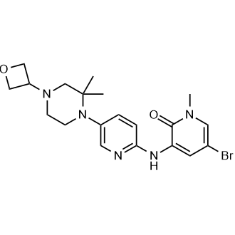 5-溴-3-((5-(2,2-二甲基-4-(氧杂环丁-3-基)哌嗪-1-基)吡啶-2-基)氨基)-1-甲基吡啶-2(1H)-酮结构式