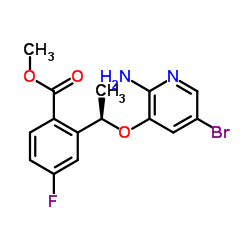 (R)-Methyl 2-(1-((2-amino-5-bromopyridin-3-yl)oxy)ethyl)-4-fluorobenzoate Structure