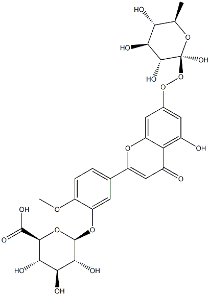 5-[7-(BETA-D-吡喃葡糖酸基氧基)-5-羟基-4-氧代-4H-1-苯并吡喃-2-基]-2-甲氧基苯基 BETA-D-吡喃葡糖苷酸结构式