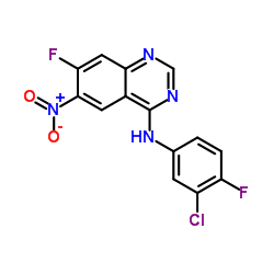 N-(3-氯-4-氟苯基)-7-氟-6-硝基-4-喹唑啉胺结构式