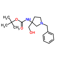 1-苄基-3-(羟甲基)3-Boc-氨基吡咯烷结构式