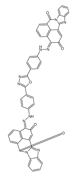 3,3’-[1,3,4-恶二唑-2,5-二基二(4,1-亚苯基偶氮)]二[2-羟基]-7H-苯并咪唑并[2,1-A]苯并[DE]异喹啉-7-酮结构式