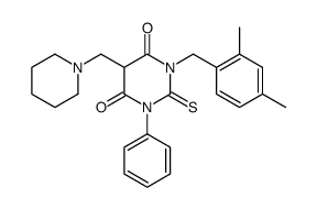 1-[(2,4-dimethylphenyl)methyl]-3-phenyl-5-(piperidin-1-ylmethyl)-2-sulfanylidene-1,3-diazinane-4,6-dione结构式